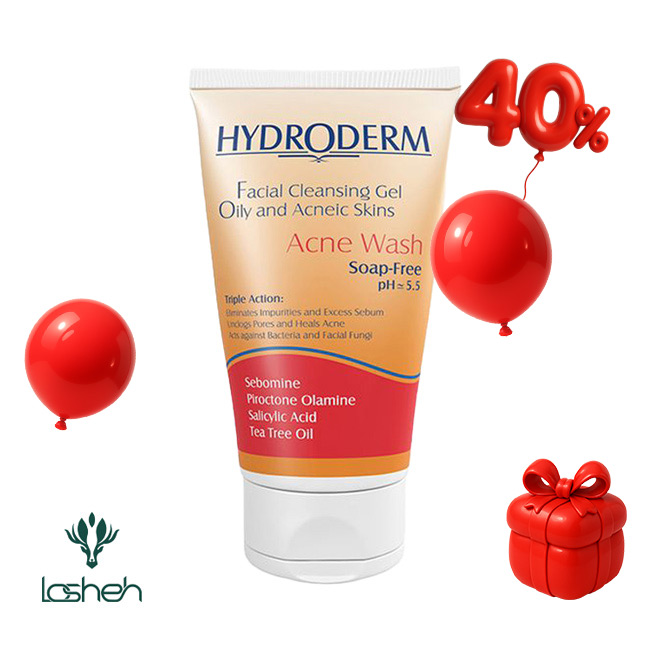 تخفیف ۴۰ درصدی ژل شستشوی صورت مناسب پوست چرب هیدرودرم مدل Acne Wash