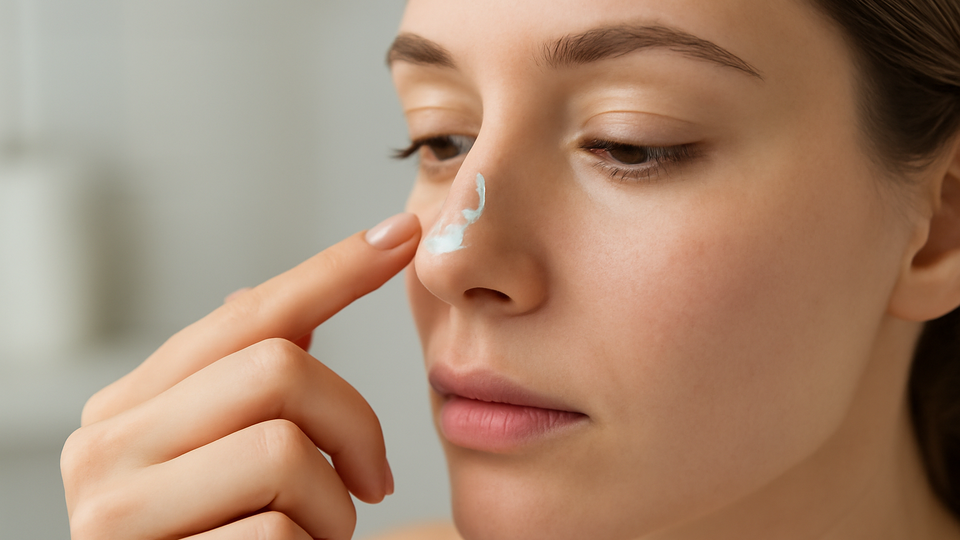 استفاده از ژل لیفت بینی روی بینی جلوی آینه